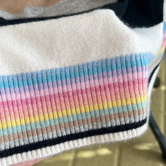 One Girl Who cashmere wrap sweater cardigan drape medium rainbow - Picture 10 of 13